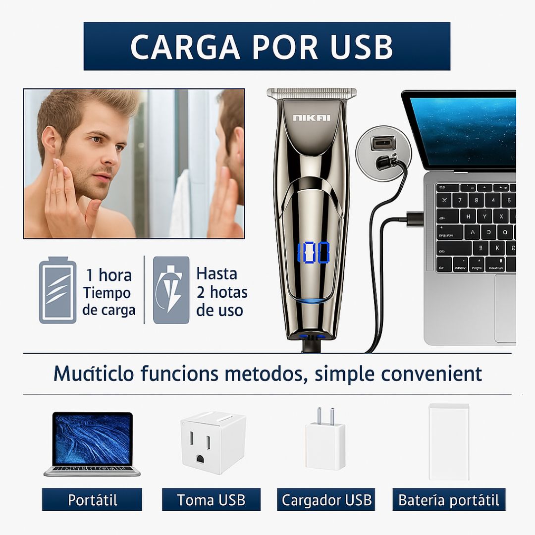 💈Afeitadora Recargable USB – Potencia y Precisión💈