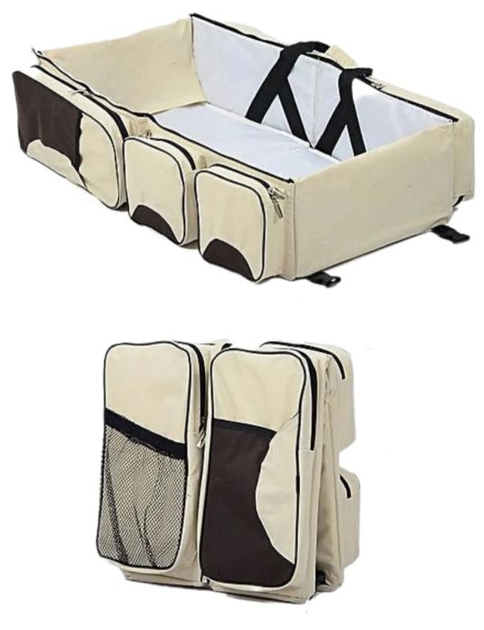 👶🎒 Bolsa Pañalera 3 en 1 – Cama Moisés de Viaje