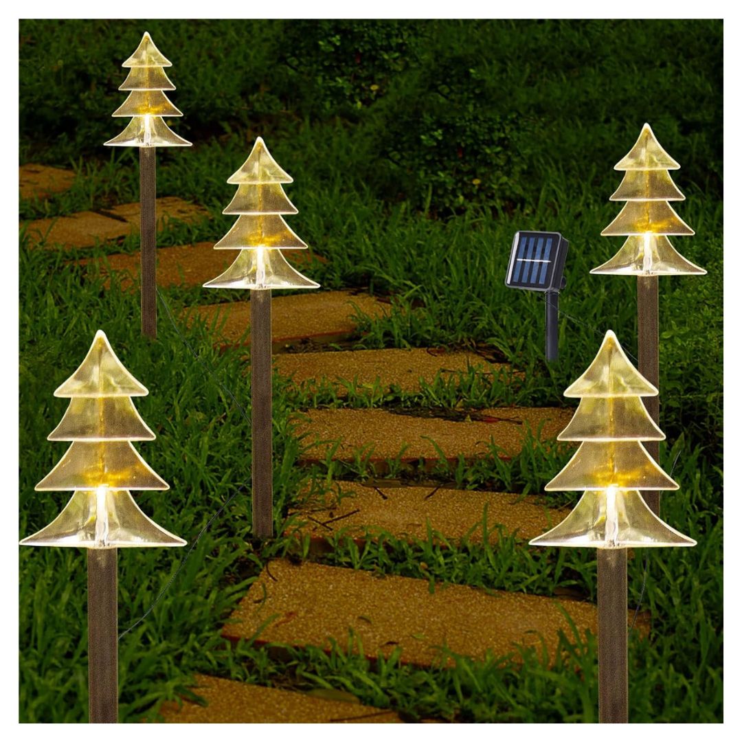 Kit Navideño Solar: 5 Pinos Luminosos para un Jardín Mágico 🎅✨