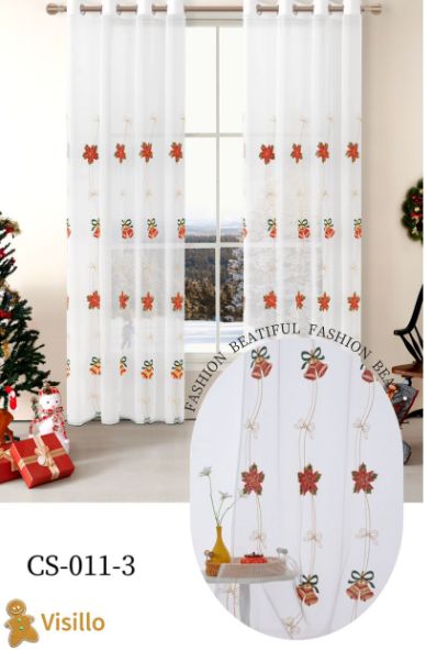🎄 Visillos Navideños Bordados Estilo Lino – Set de 2