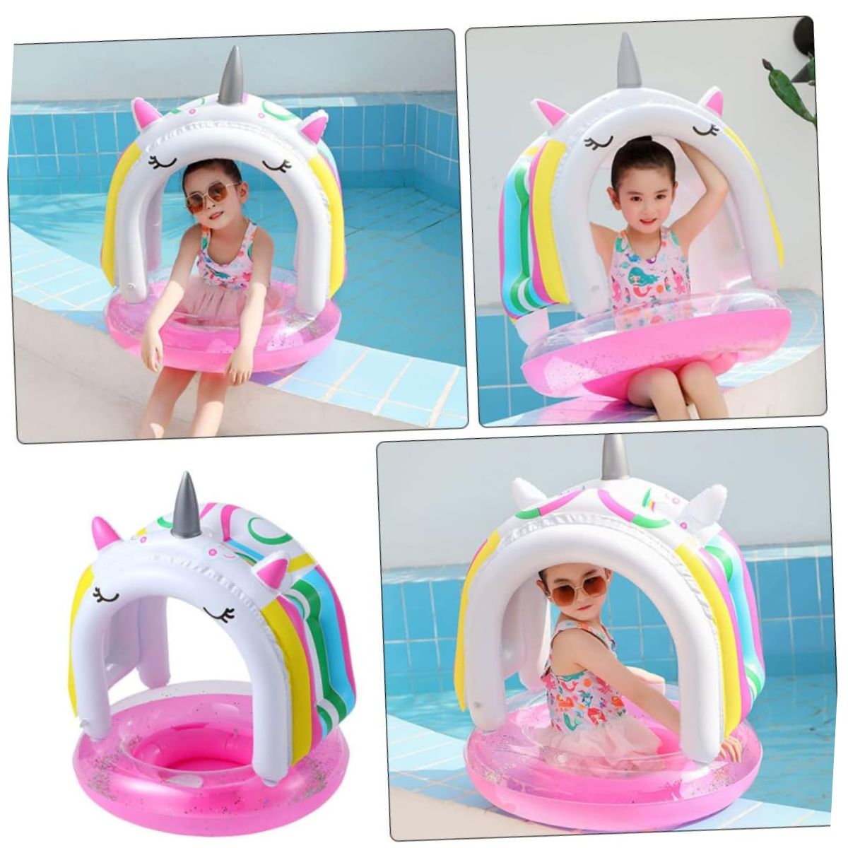 Unicornio Inflable con Sombra ☀️🦄 ¡Imperdible!