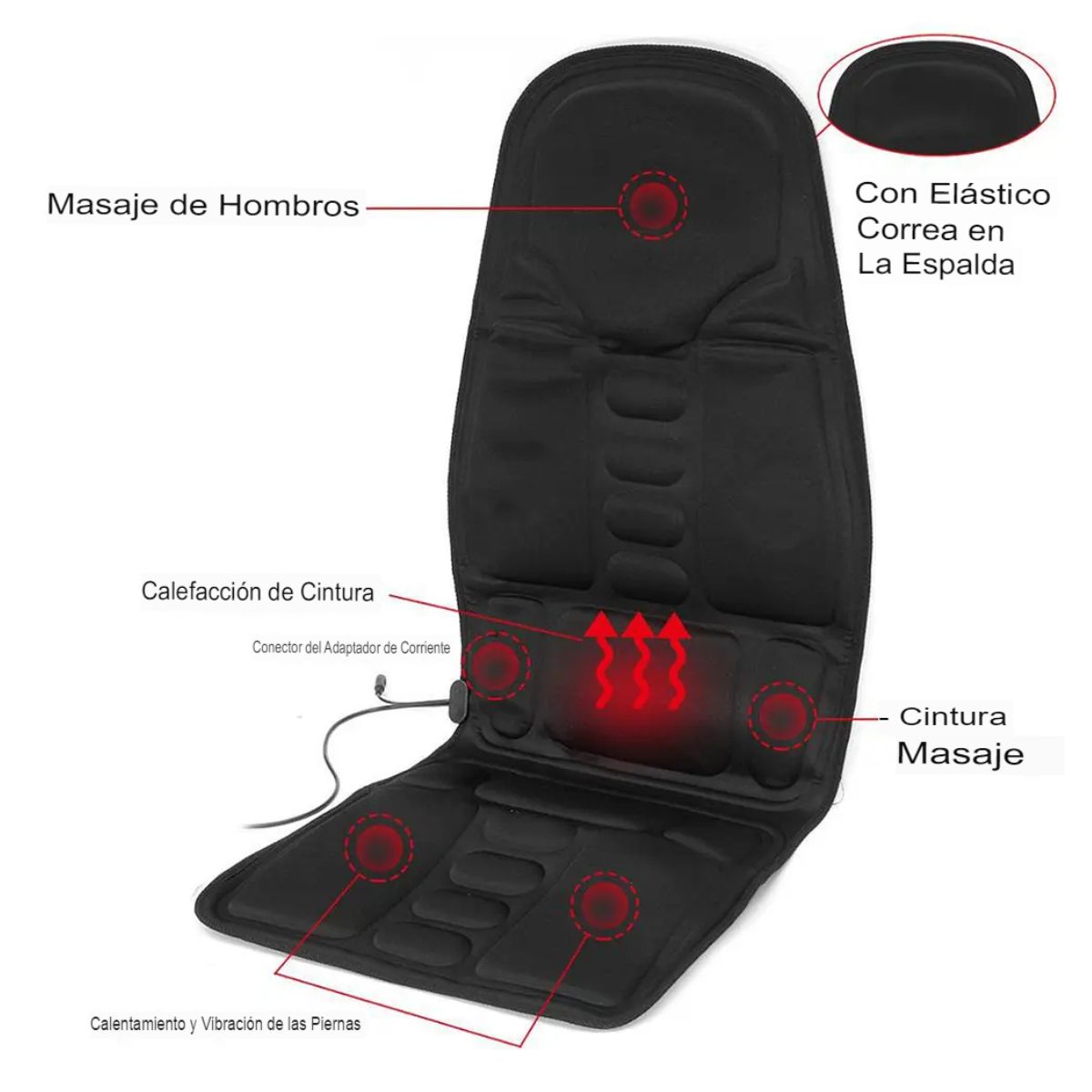 Masajeador Vibratorio Portátil – 5 Niveles de Intensidad para Auto, Oficina y Hogar