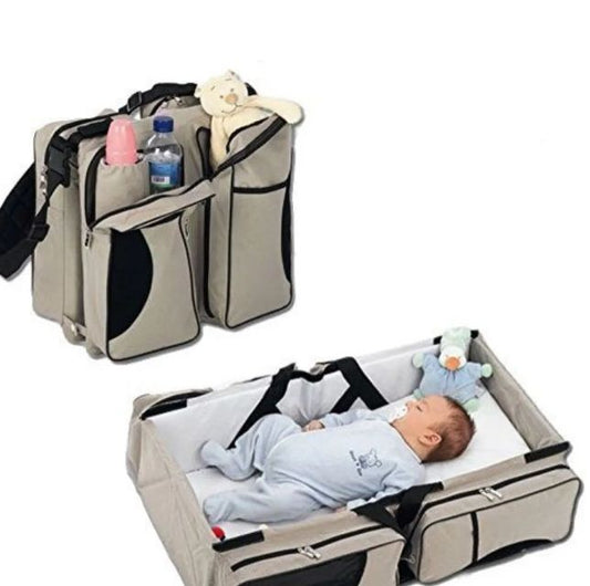 👶🎒 Bolsa Pañalera 3 en 1 – Cama Moisés de Viaje