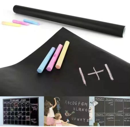 Pizarra Adhesiva + Tizas de Colores – ¡Convierte Cualquier Superficie en un Espacio Creativo!