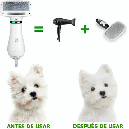 Secado Fácil, Pelaje Perfecto – Cepillo y Secador para Mascotas 2 en 1