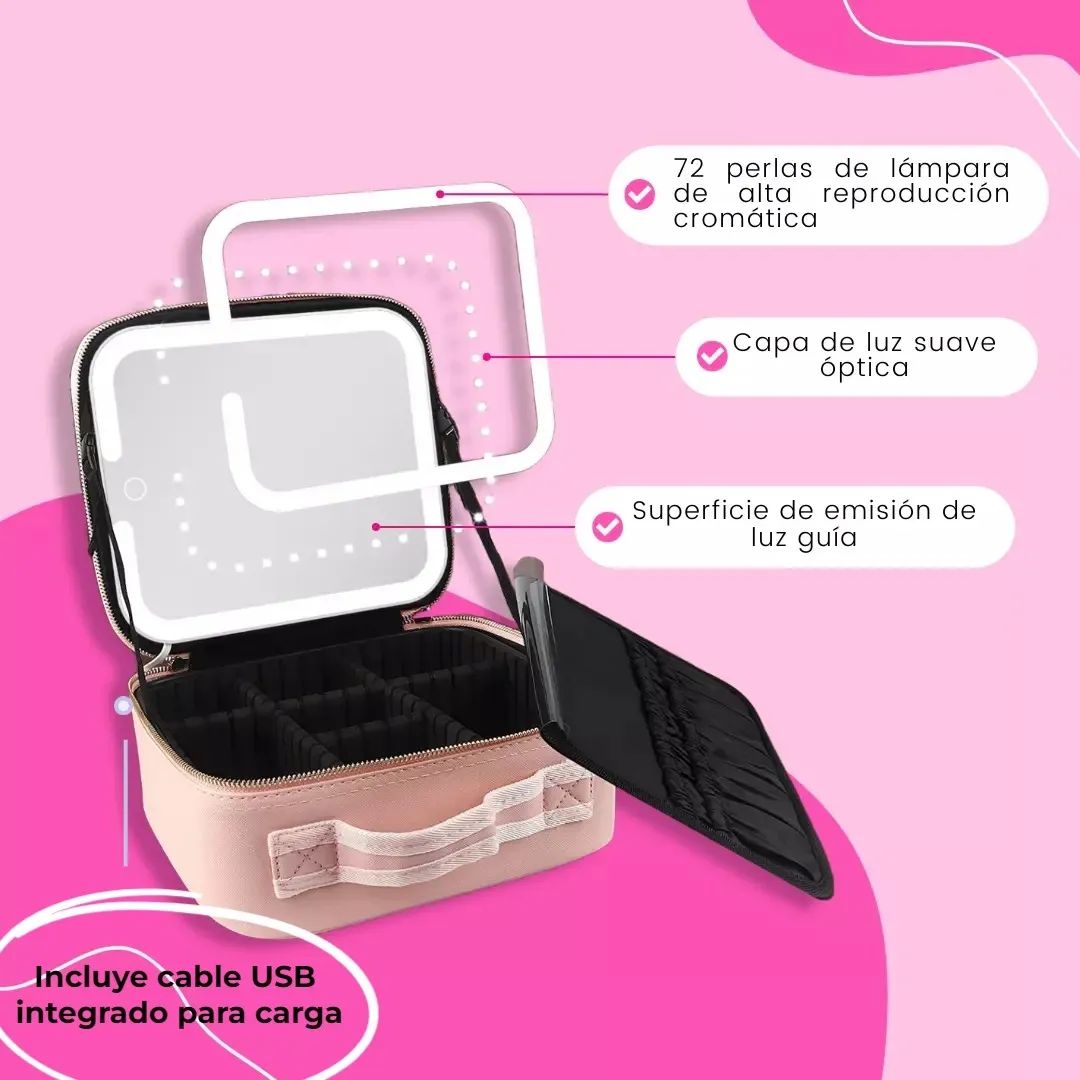 Luz Perfecta, Maquillaje Perfecto – Estuche Portátil con LED Integrado